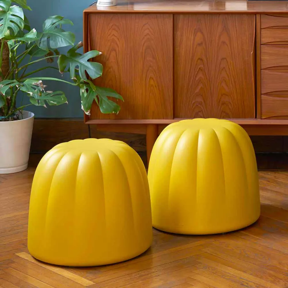 Soft colored pouf Slide Gelee in polyurethane made in Italy Viadurini