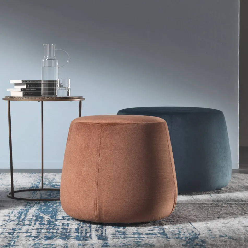 Soft Round Lounge Pouf in Colored Velvet 3 Sizes - Evelyne Viadurini