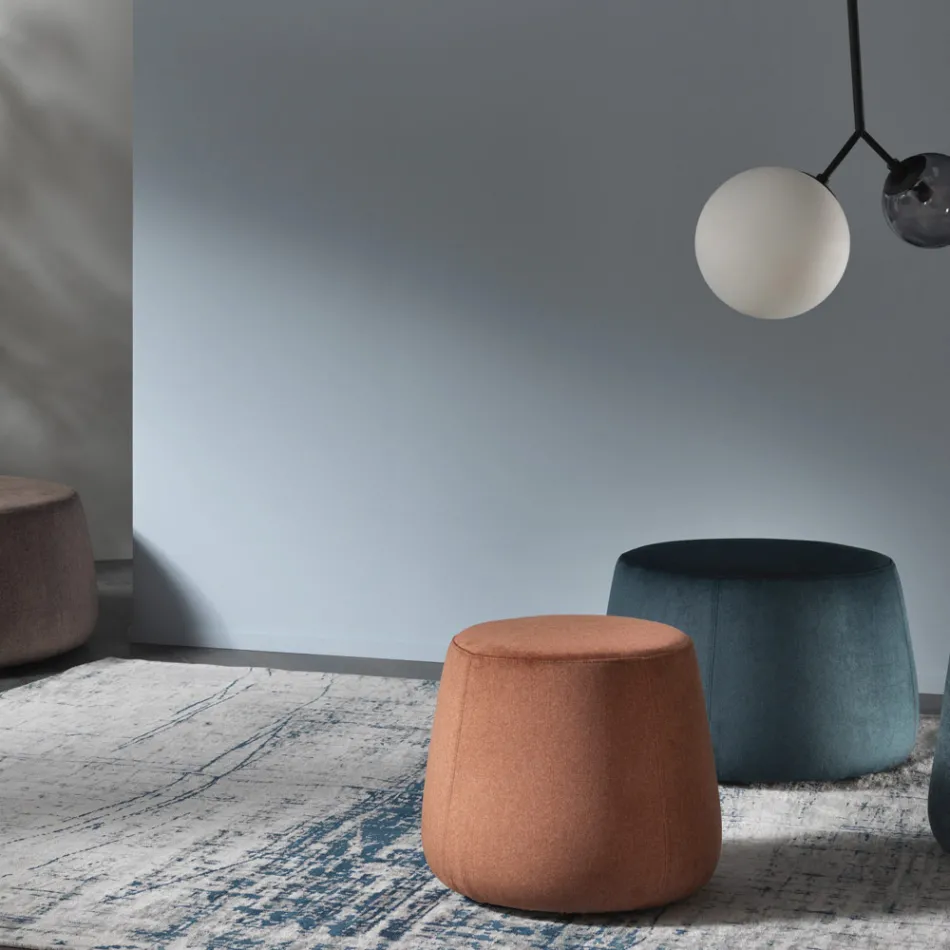 Soft Round Lounge Pouf in Colored Velvet 3 Sizes - Evelyne Viadurini