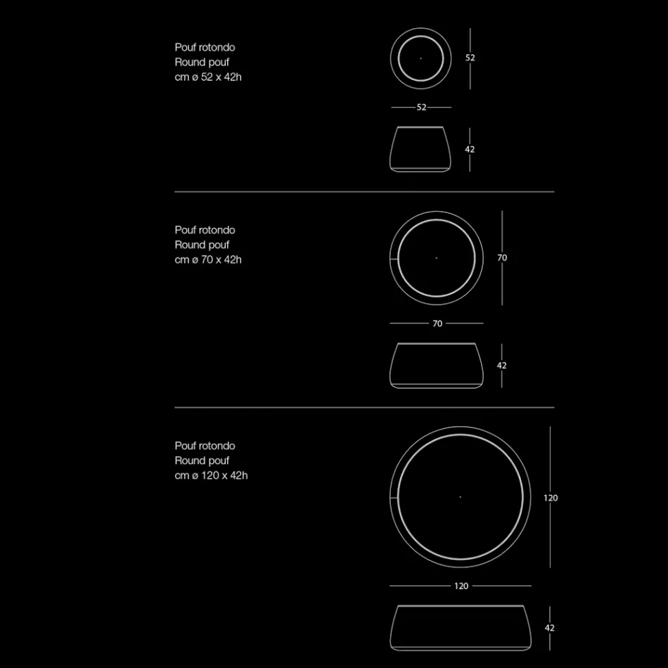 Soft Round Lounge Pouf in Colored Velvet 3 Sizes - Evelyne Viadurini