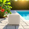 Pouf for the Garden in Outdoor Fabric Colour Melange Beige - Maestrale