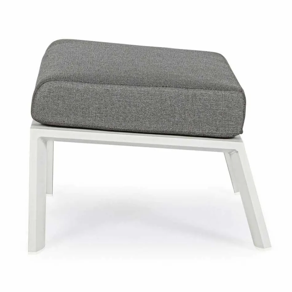 Pouf Footrest in Removable Fabric and Painted Aluminium - Nathy Viadurini