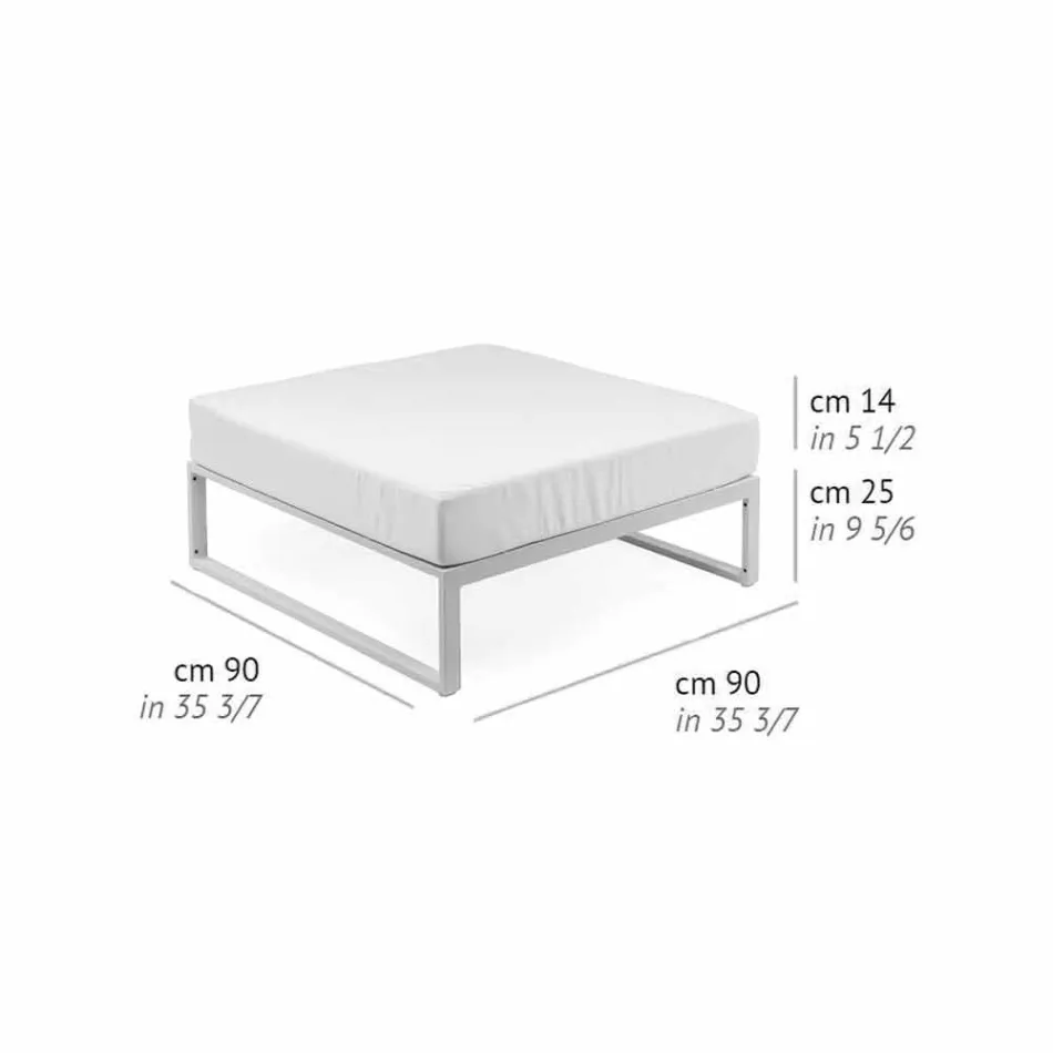Square Pouf for Outdoor Aluminium 3 Finishes Luxury Design - Julie Viadurini