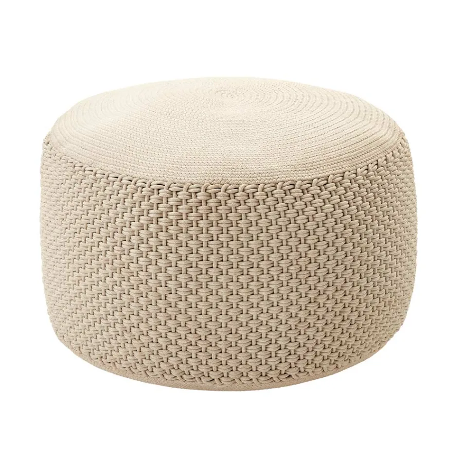 Round Garden Pouf in Polypropylene in 3 Colours Made in Italy - Francisco Viadurini