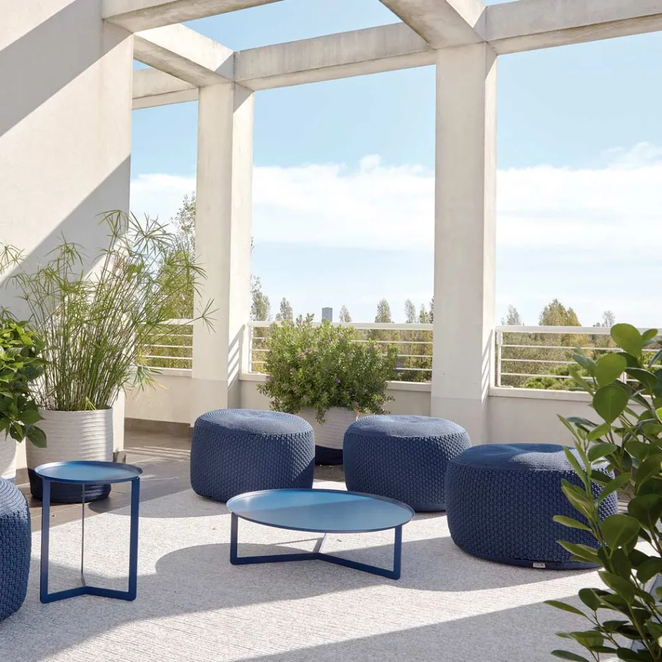 Round Garden Pouf in Polypropylene in 3 Colours Made in Italy - Francisco Viadurini