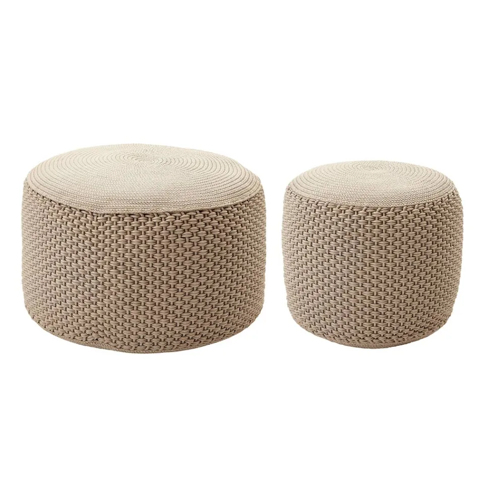 Round Garden Pouf in Polypropylene in 3 Colours Made in Italy - Francisco Viadurini