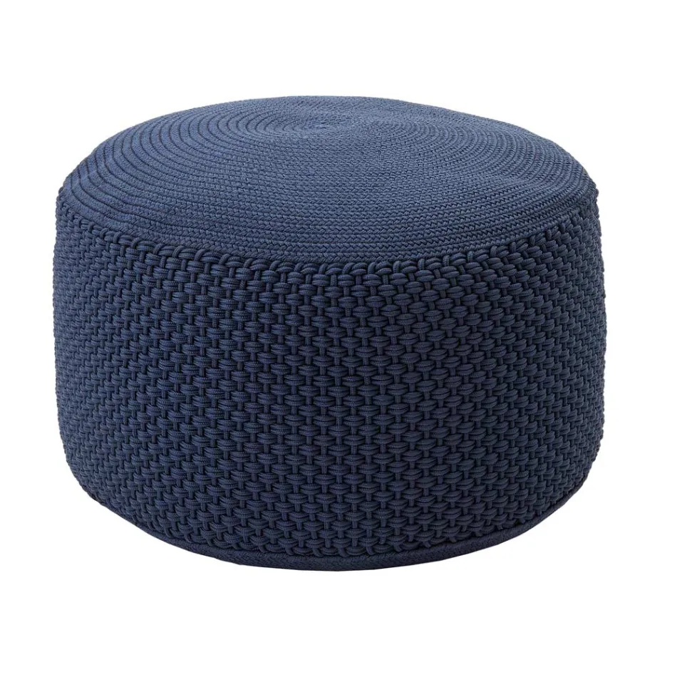 Round Garden Pouf in Polypropylene in 3 Colours Made in Italy - Francisco Viadurini