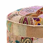 Round Pouf of Ethnic Design in Patchwork Fabric or Velvet - Fibre Viadurini