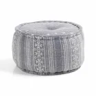 Round Pouf of Ethnic Design in Patchwork Fabric or Velvet - Fibre Viadurini
