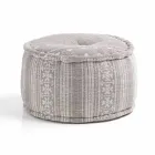 Round Pouf of Ethnic Design in Patchwork Fabric or Velvet - Fibre Viadurini