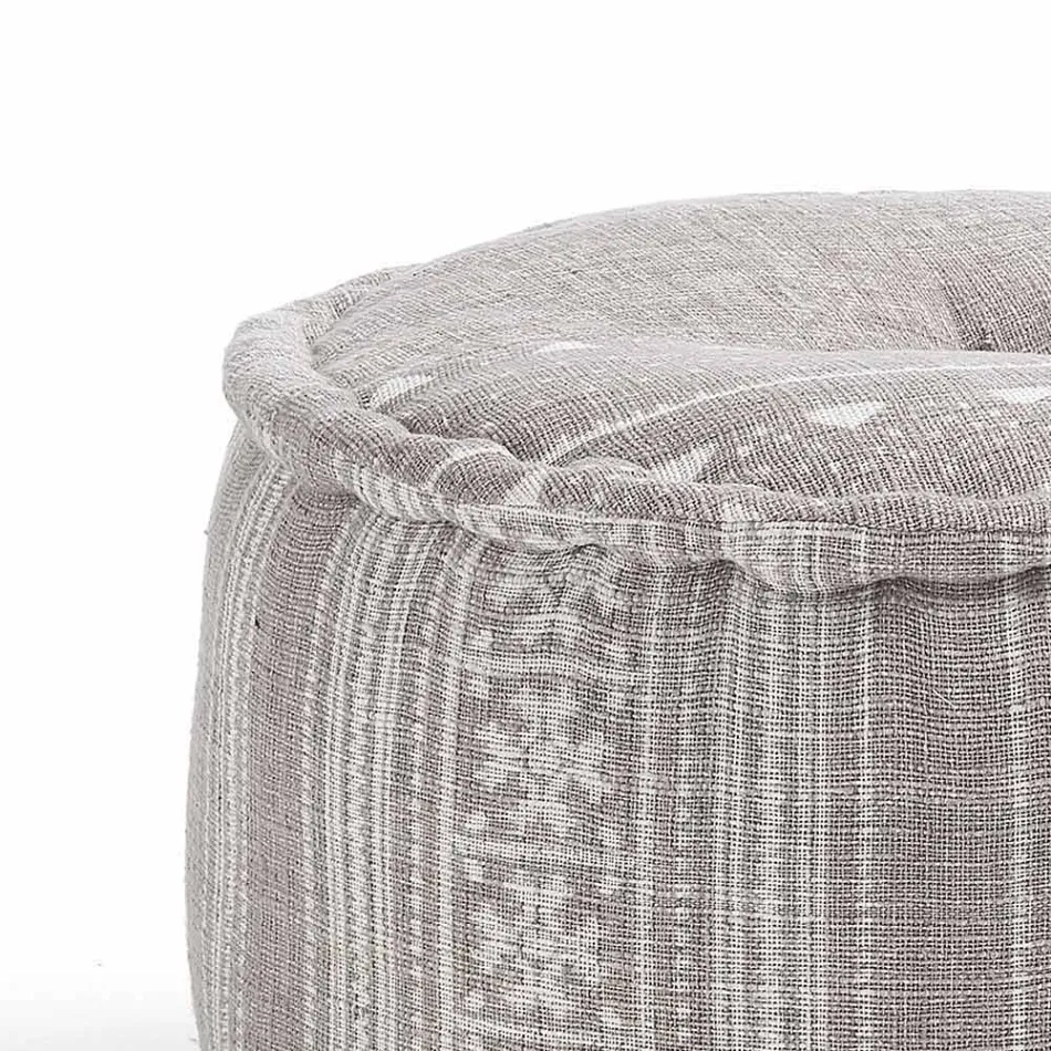 Round Pouf of Ethnic Design in Patchwork Fabric or Velvet - Fibre Viadurini
