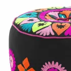Round Pouf of Ethnic Design in Patchwork Fabric or Velvet - Fibre Viadurini