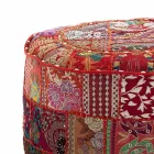Round Pouf of Ethnic Design in Patchwork Fabric or Velvet - Fibre Viadurini