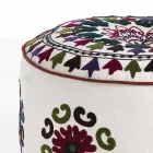Round Pouf of Ethnic Design in Patchwork Fabric or Velvet - Fibre Viadurini