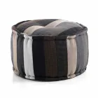 Round Pouf of Ethnic Design in Patchwork Fabric or Velvet - Fibre Viadurini