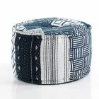Round Pouf of Ethnic Design in Patchwork Fabric or Velvet - Fibre Viadurini