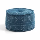 Round Pouf of Ethnic Design in Patchwork Fabric or Velvet - Fibre Viadurini