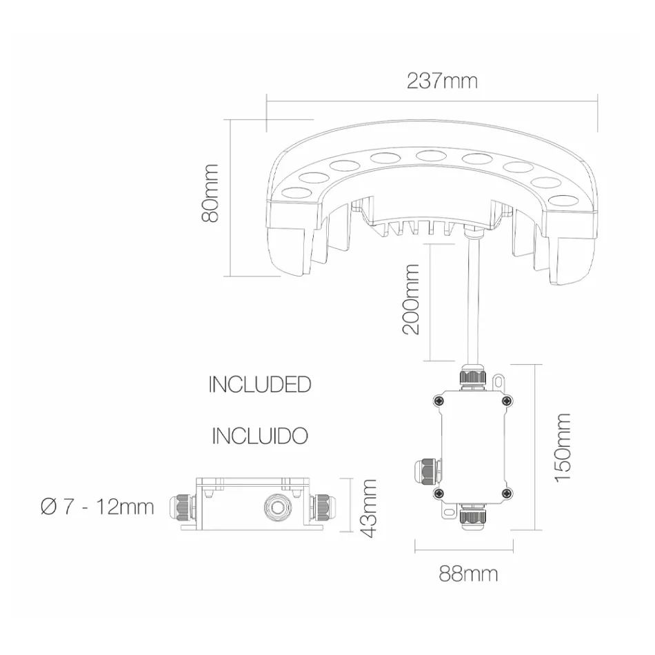 9W Outdoor Led Floodlight in Aluminium Matt Black Finish - Tudor Viadurini