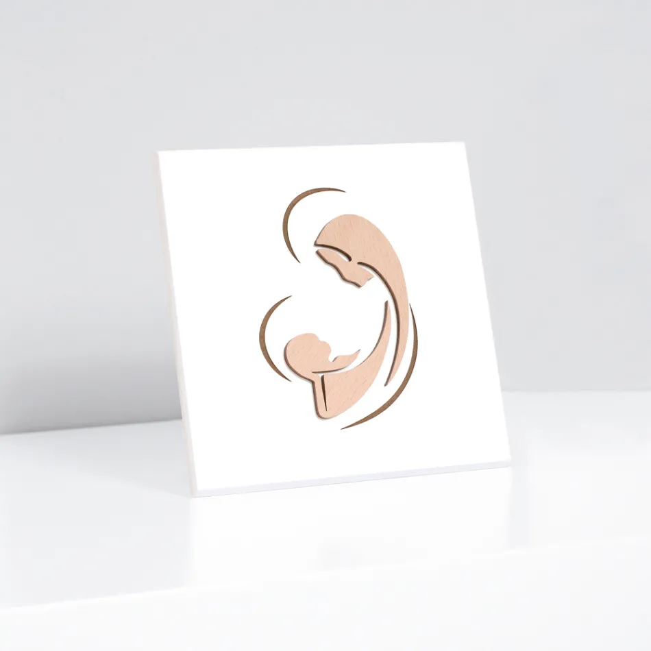 Laser Engraved Picture of Mary and Baby Jesus Made in Italy - Nigella Viadurini