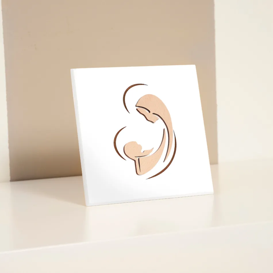 Laser Engraved Picture of Mary and Baby Jesus Made in Italy - Nigella Viadurini