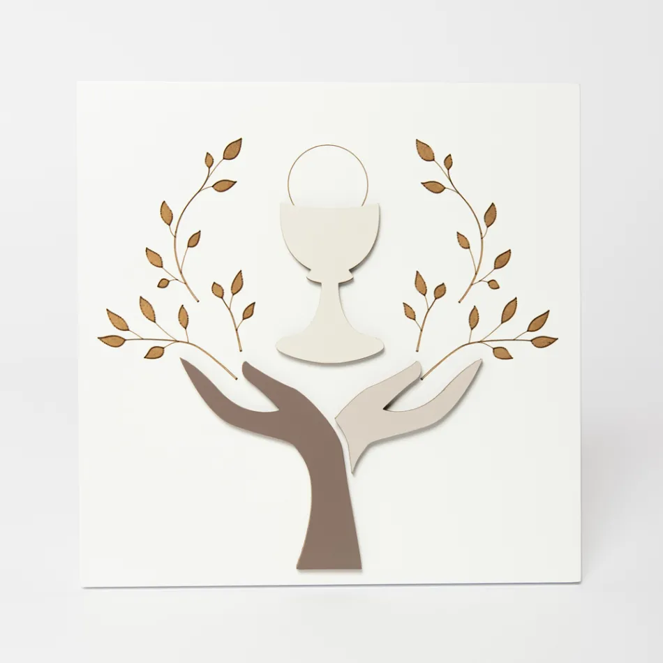 Picture Made with Laser Engraving of Olive Tree and Host Made in Italy - Joel Viadurini