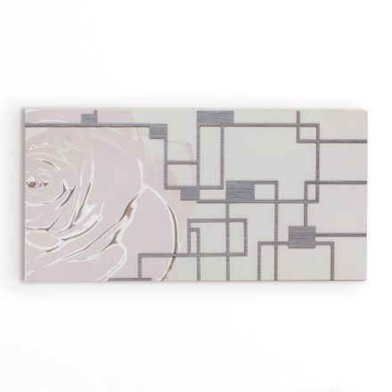 Painting with Rose and Geometric Shapes Made in Laser Made in Italy - Rin Viadurini