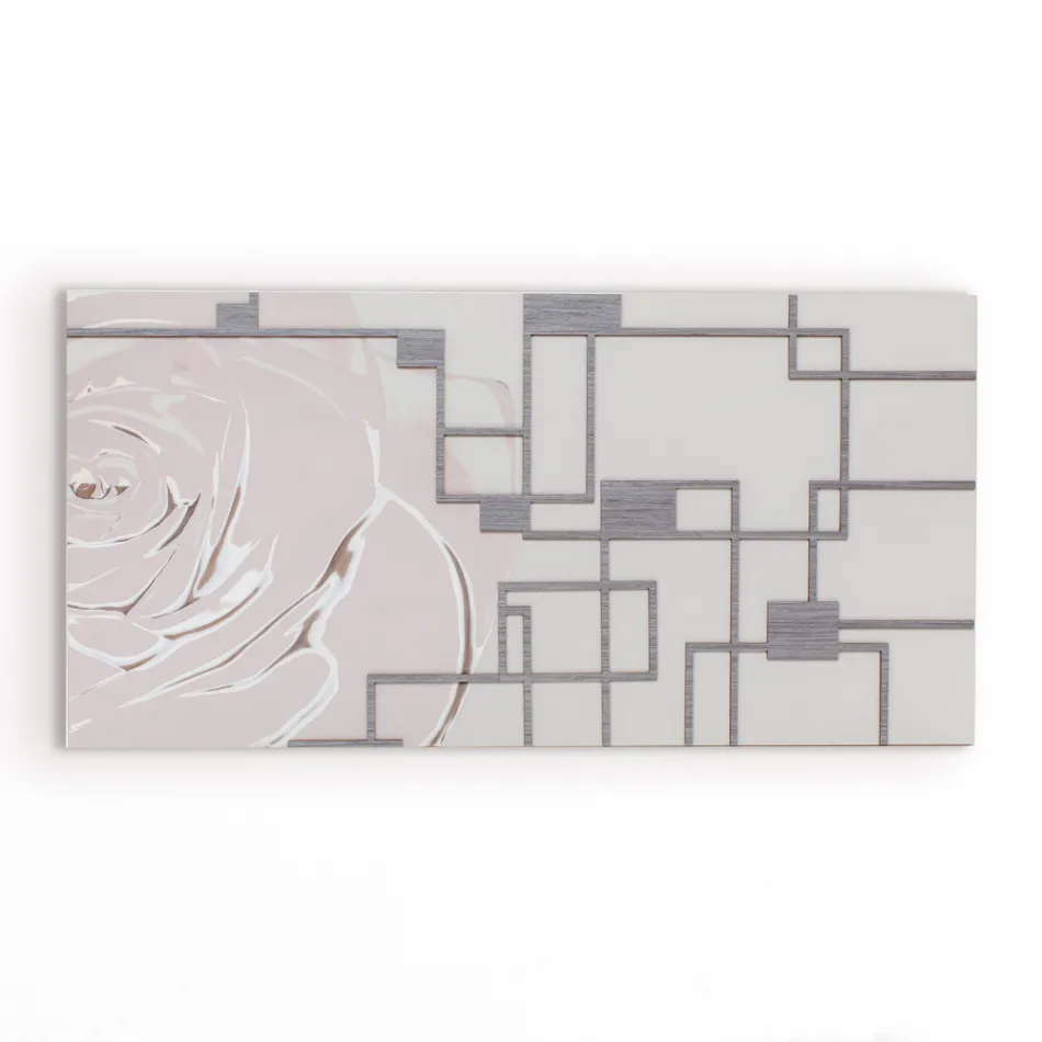 Painting with Rose and Geometric Shapes Made in Laser Made in Italy - Rin Viadurini