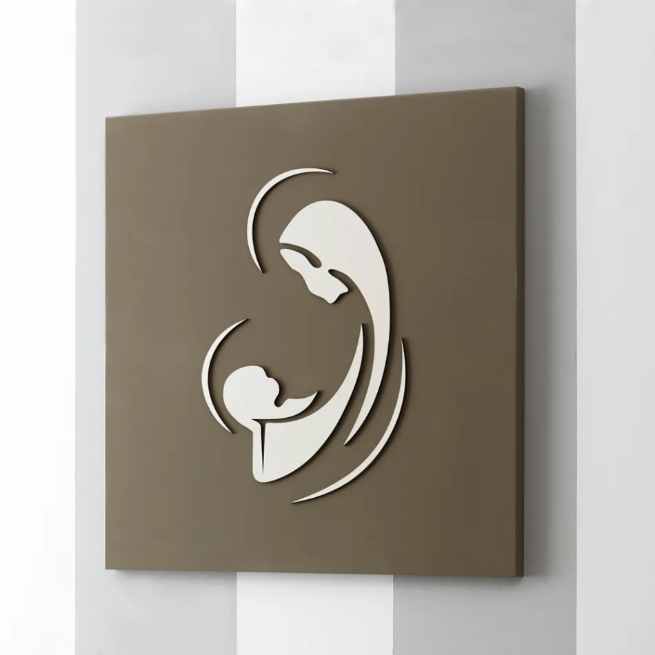 Laser Engraved Picture of the Madonna with Child Made in Italy - Bashira Viadurini