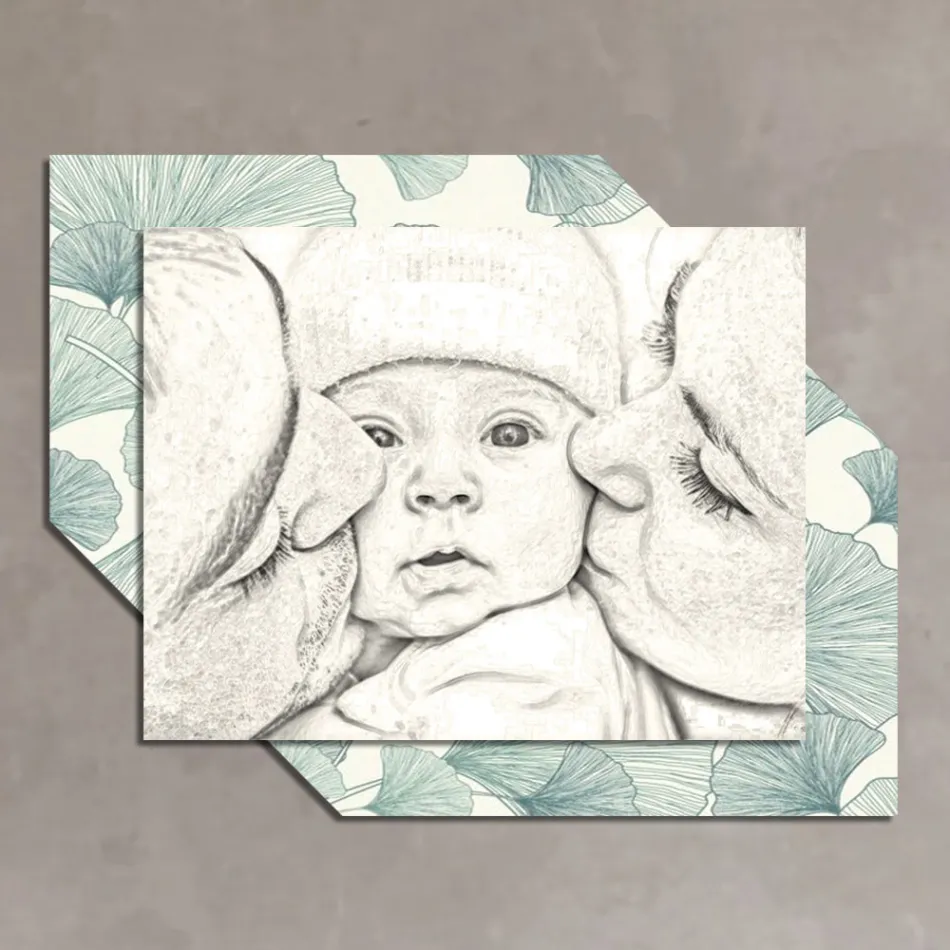 Wooden picture with print of a kiss to a child Made in Italy - Andorra Viadurini