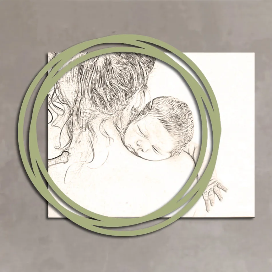 Wooden Picture with Print of Woman with Child Made in Italy - Taiwan Viadurini