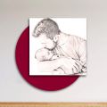 Wooden picture with print of father kissing his son Made in Italy - Belgium
