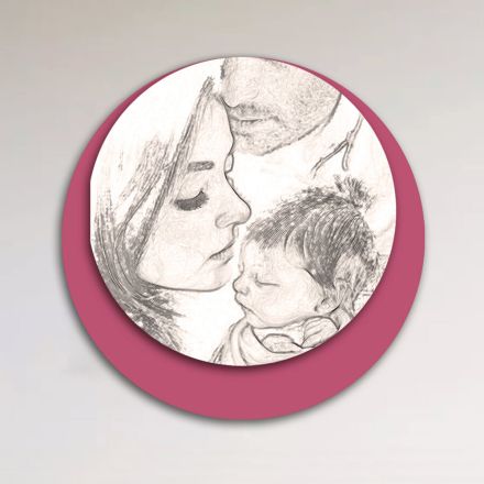 Wooden picture with print of a united family Made in Italy - Canada Viadurini