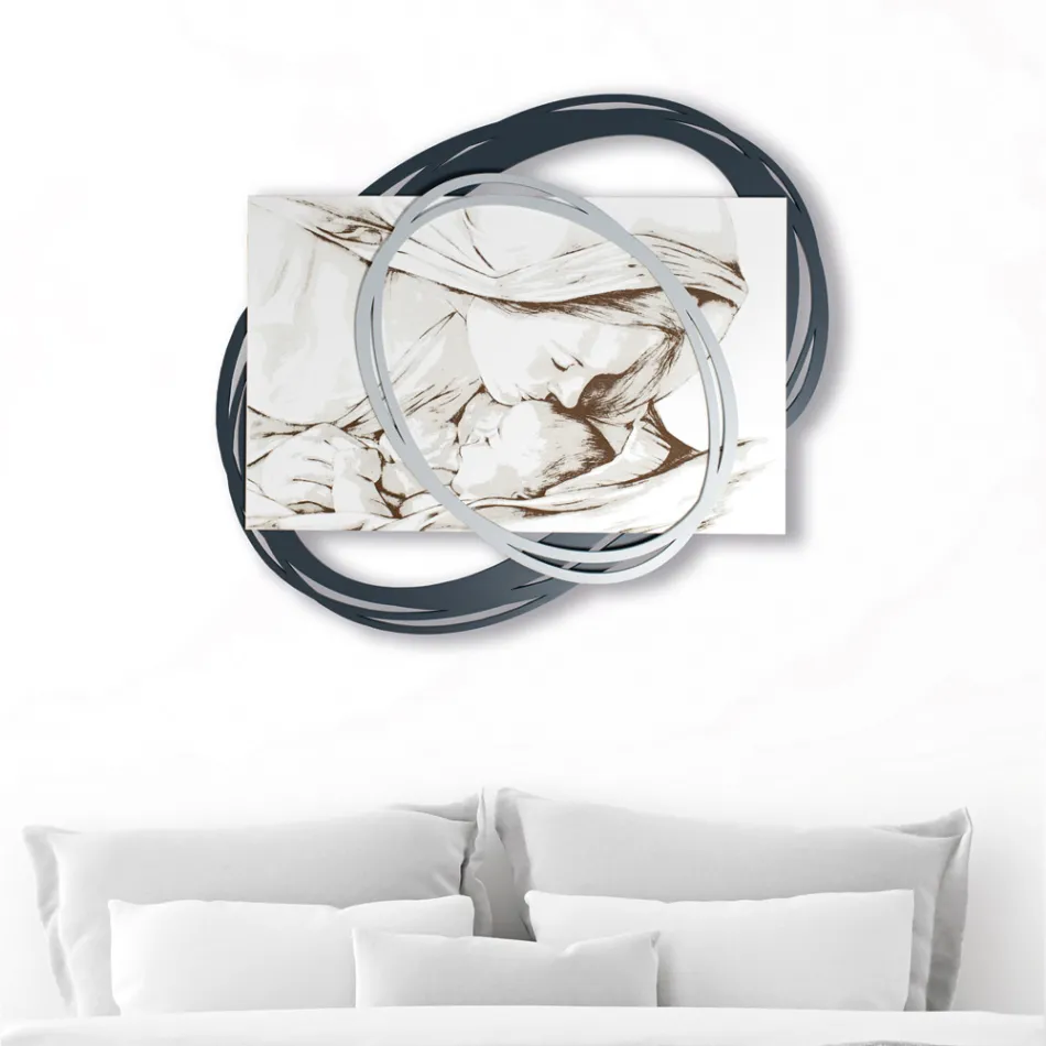 Laser Engraved Picture with Mary's Kiss to Jesus Made in Italy - Sylvie Viadurini