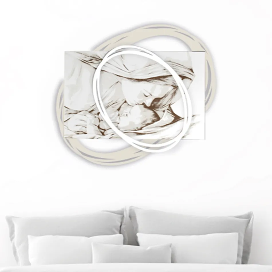 Laser Engraved Picture with Mary's Kiss to Jesus Made in Italy - Sylvie Viadurini