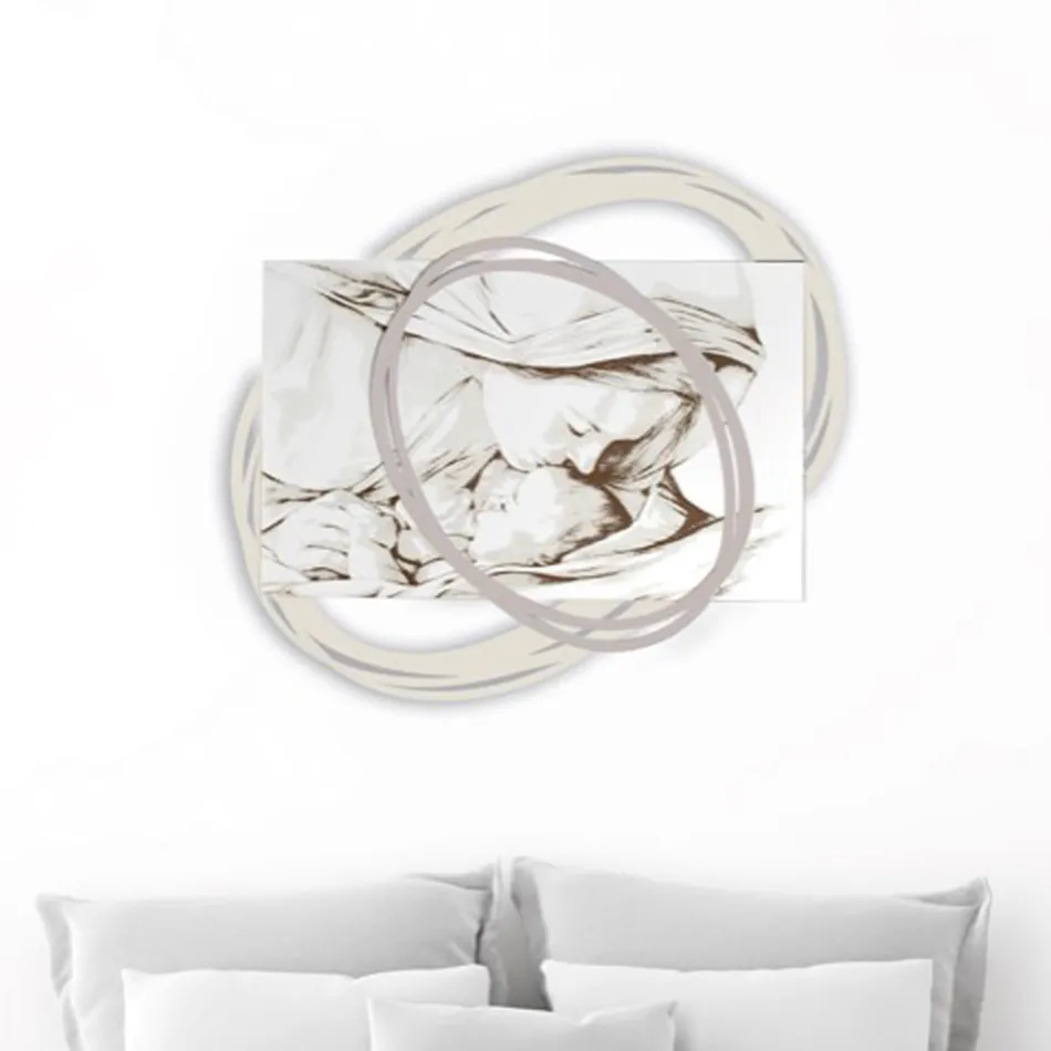 Laser Engraved Picture with Mary's Kiss to Jesus Made in Italy - Sylvie Viadurini