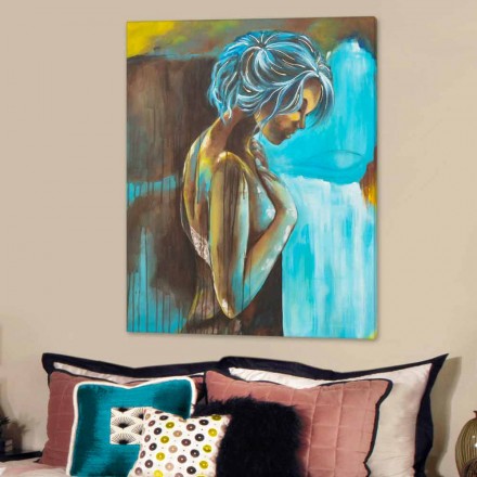 Modern painting woman hand decorated with details in resin Sweet Viadurini