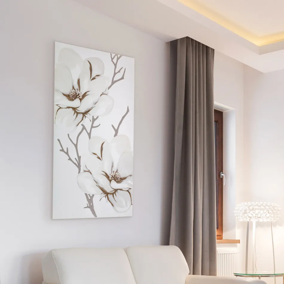 Laser Made Picture with Magnolia Flower Made in Italy - Misaki Viadurini
