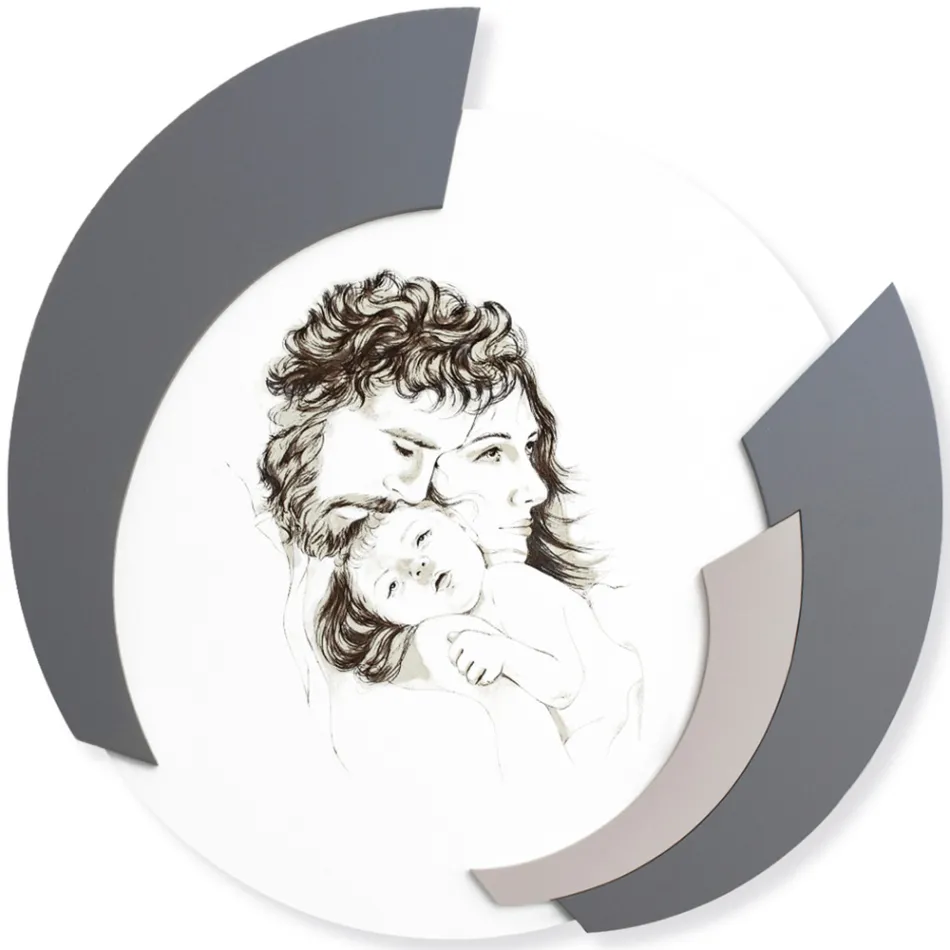 Round Picture Made in Laser of the Made in Italy Family - Margherita Viadurini