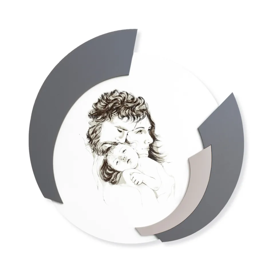 Round Picture Made in Laser of the Made in Italy Family - Margherita Viadurini