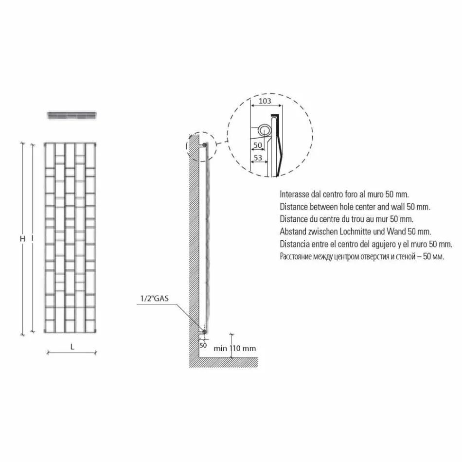 Modern Design Steel Hydraulic Wall Radiator up to 1003 Watt - Stone Viadurini