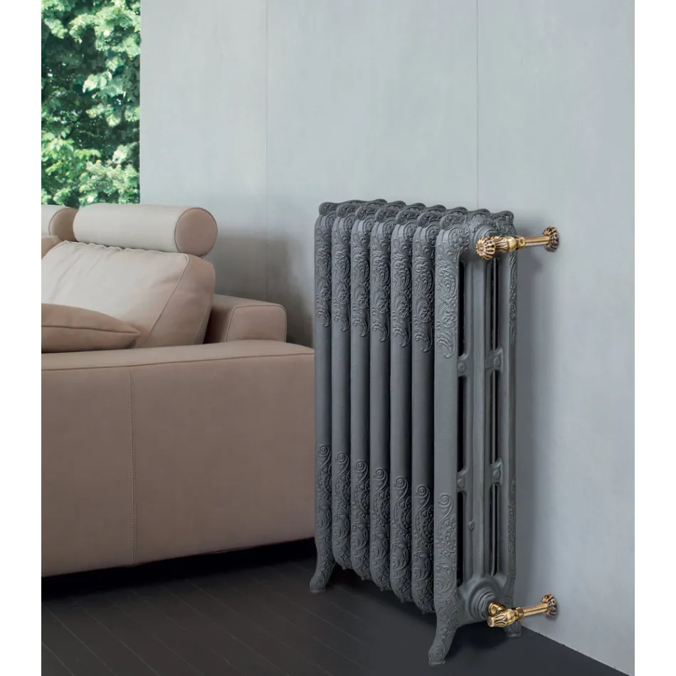 Hydraulic Cast Iron Radiator with 3 Decorated Columns - Vanillin Viadurini