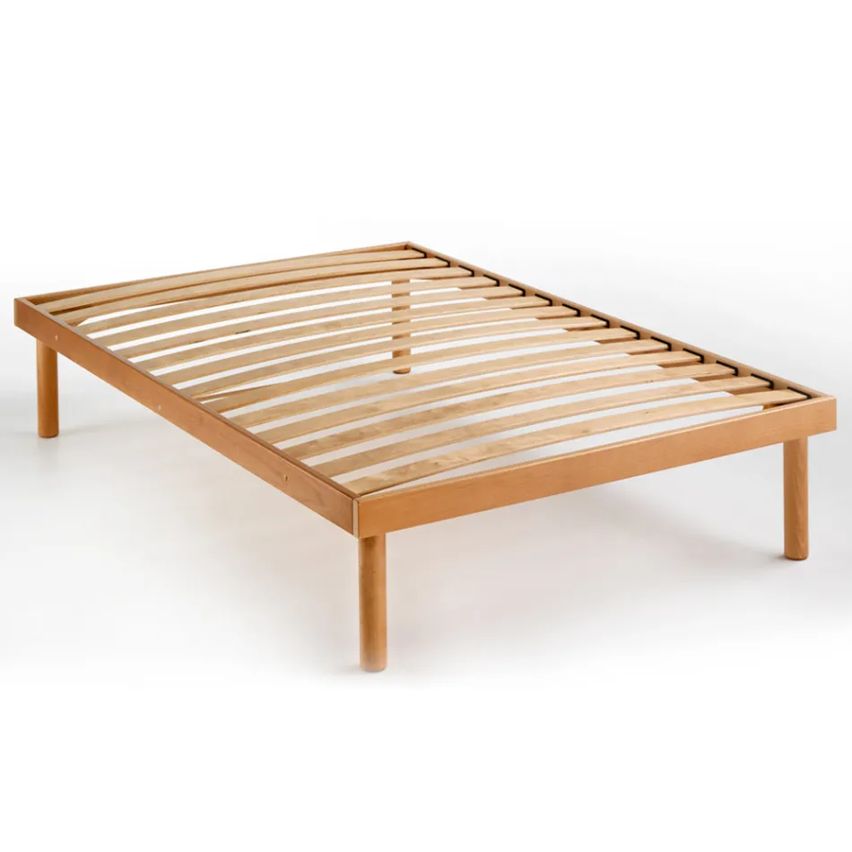 Piazza e Mezzo Bed Base Entirely in Delta Organic Beech Wood 120x190 cm - Delta Viadurini