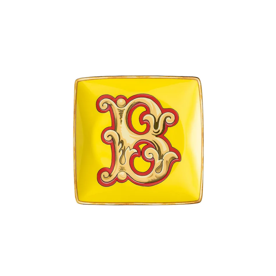 Rosenthal Versace Alphabet 6 Flat Square Porcelain Bowls - Alphabet Viadurini