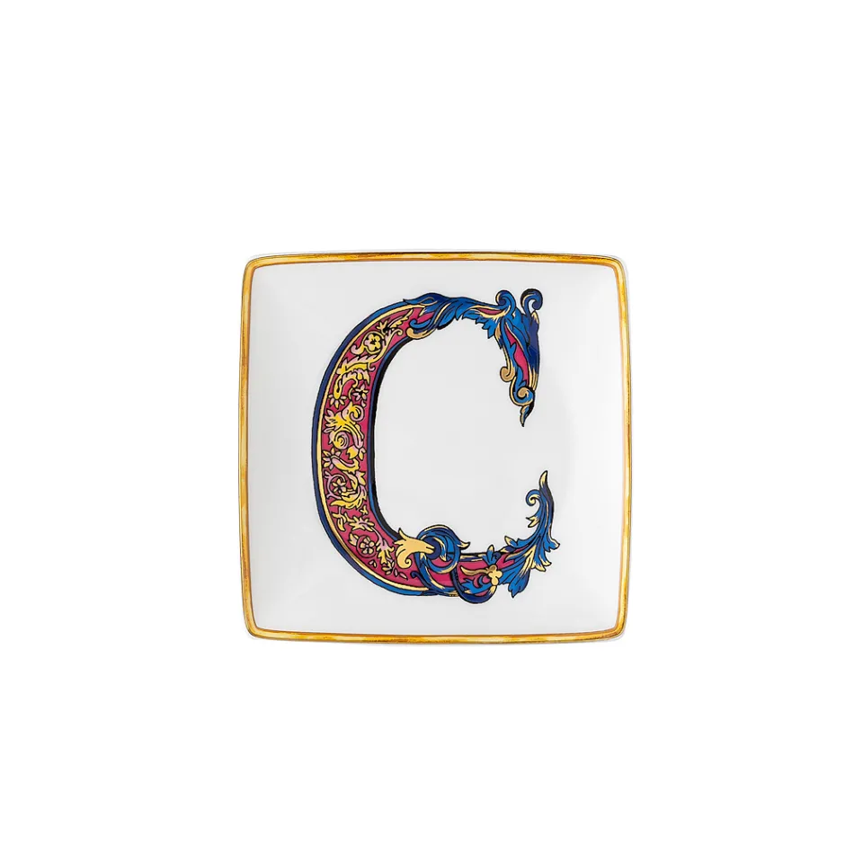 Rosenthal Versace Alphabet 6 Flat Square Porcelain Bowls - Alphabet Viadurini