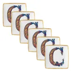 Rosenthal Versace Alphabet 6 Flat Square Porcelain Bowls - Alphabet Viadurini