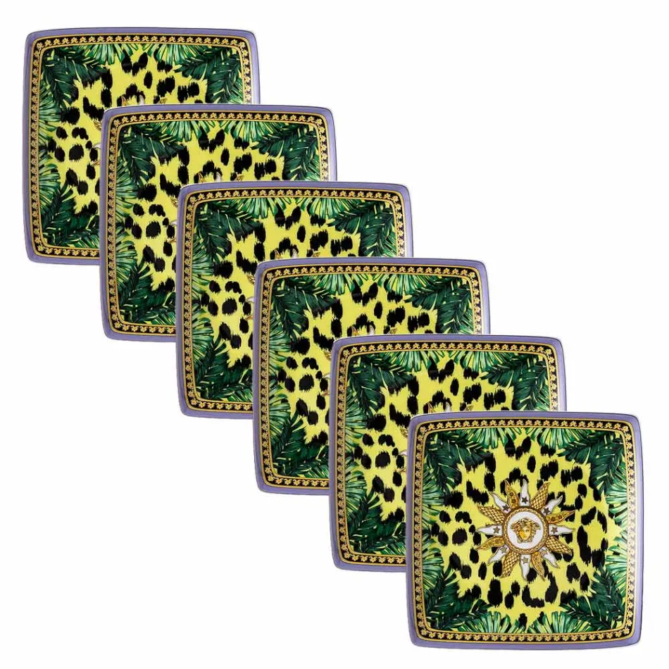 Rosenthal Versace Jungle Animalier 6 Flat Square Bowls - Animalier Viadurini