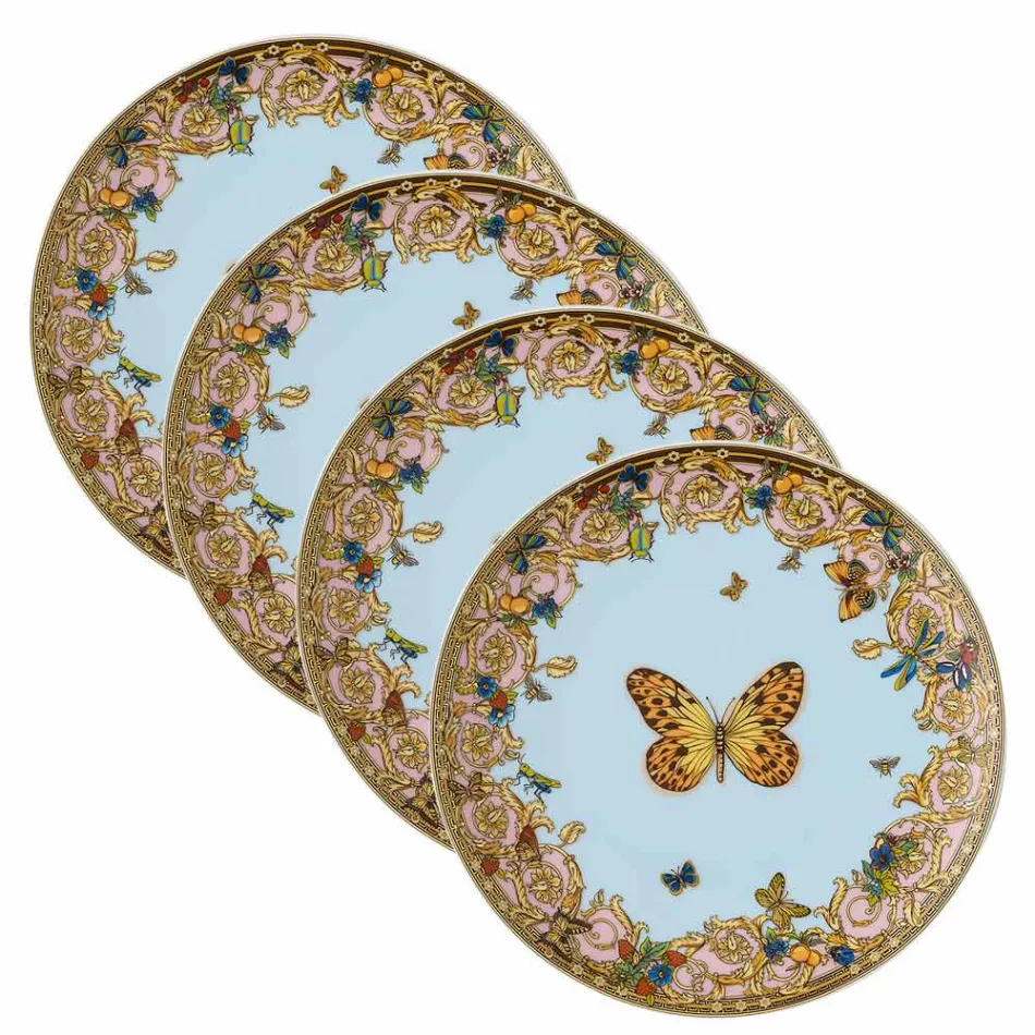Rosenthal Versace Le Jardin 4 Dinner Plates Diameter 17 cm in Porcelain - Jardin Viadurini