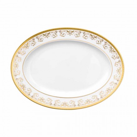 Rosenthal Versace Medusa Gala Gold Oval plate design 34cm porcelain Viadurini