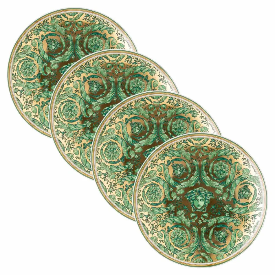 Rosenthal Versace Medusa Garland 4 Dinner Plates Diameter 17 cm - Christmas Viadurini