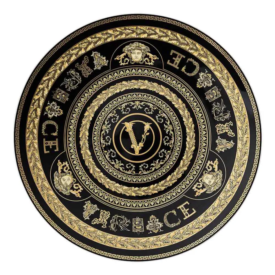 Rosenthal Versace Virtus Gala Placeholder Plate Diameter 33 cm in Porcelain - Baroque Viadurini